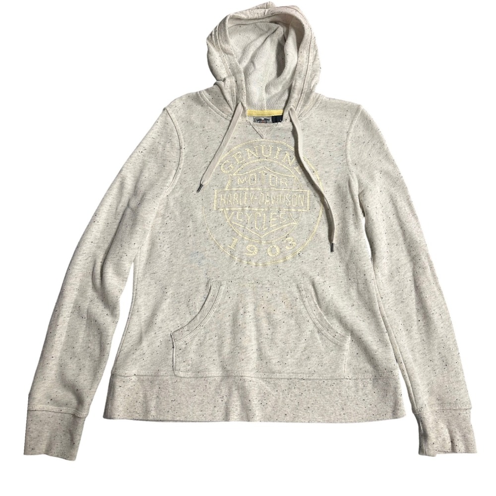 Harley Davidson Women's Genuine Motor Cycles Gray Speckled Hoodie Size L